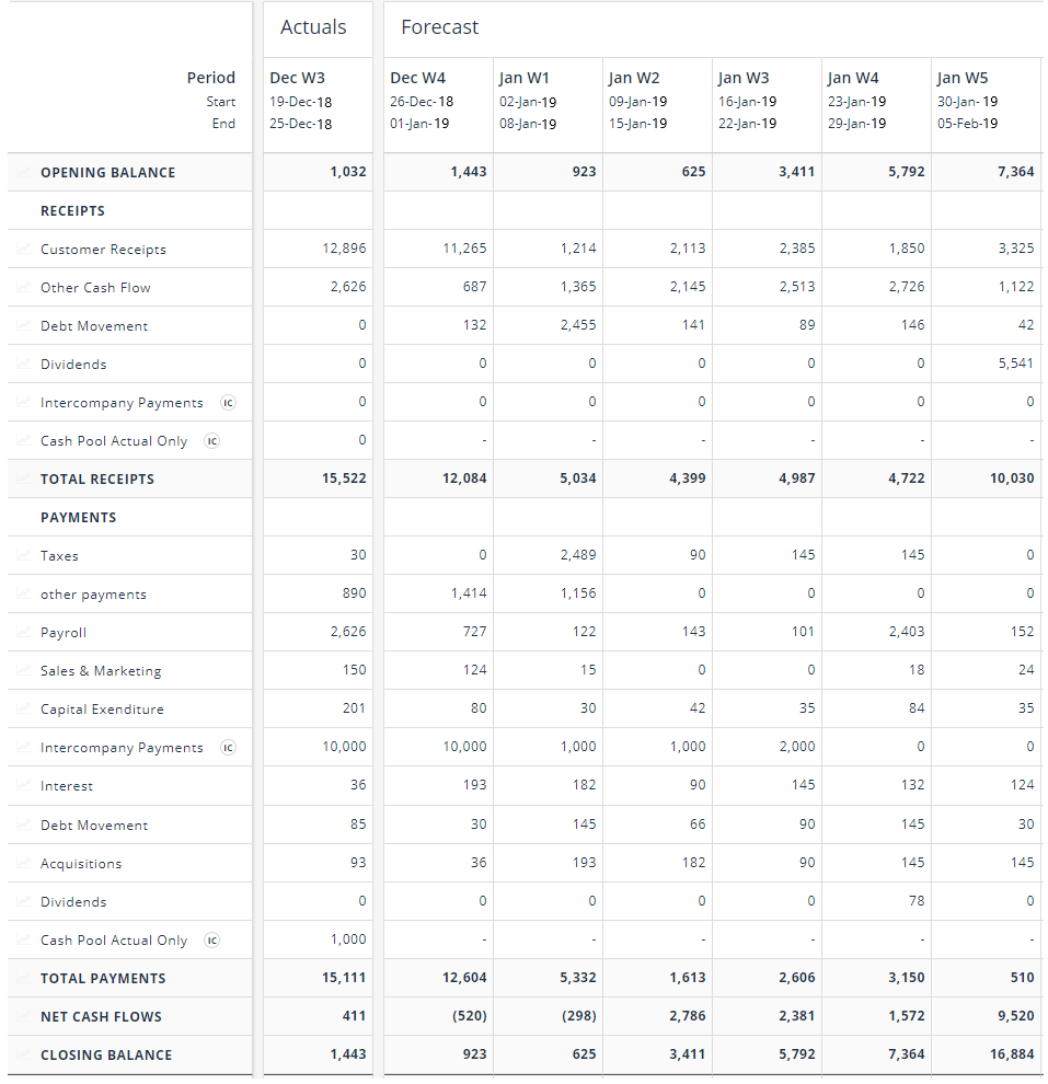 13 Week Cash Flow Forecast Cashflow